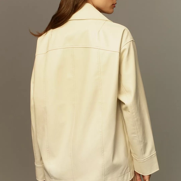 Anthropologie Maeve Faux-Leather Cocoon Blazer Jacket - Picture 5 of 6